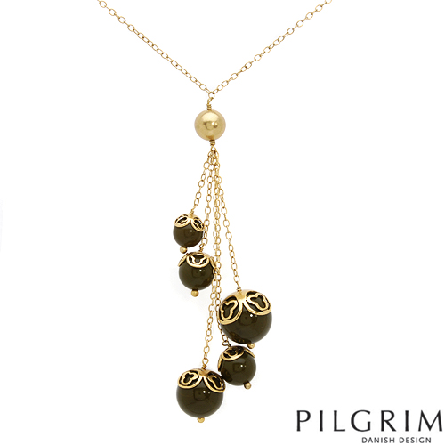 PILGRIM-116mm LARGE GREEN BEADS NECKLACE-58cm